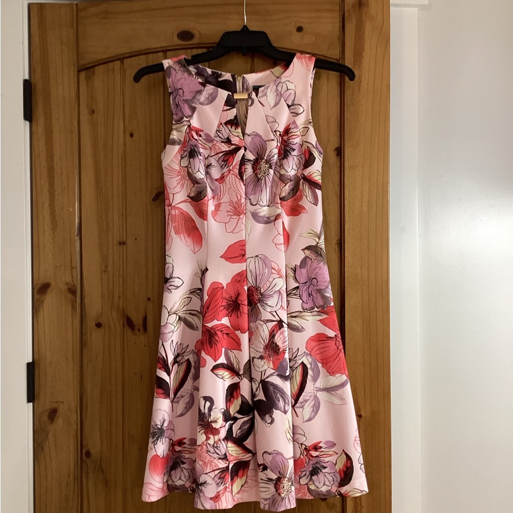 Gabby Skye Pink Floral Fit-and-Flare Dress